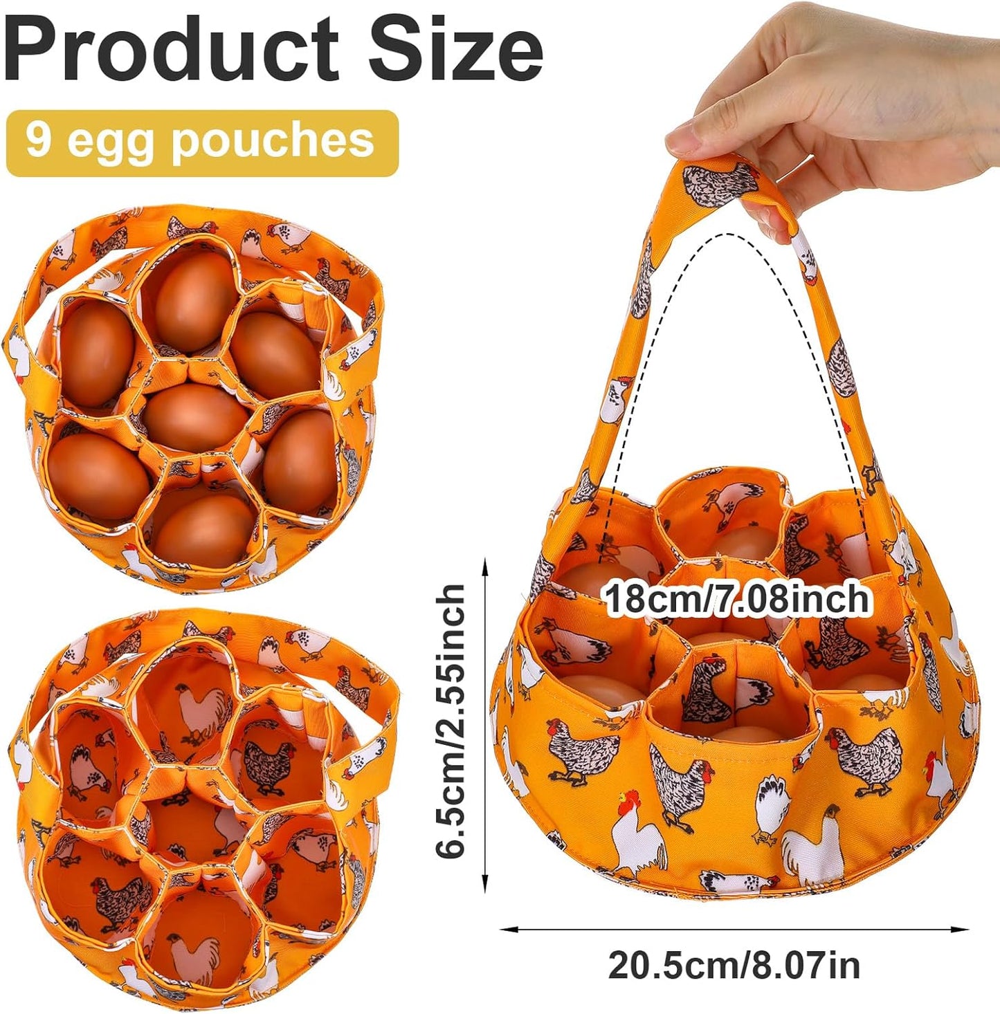 Bolsa recolectar huevos lona 7 pzas lavable cesta jardín