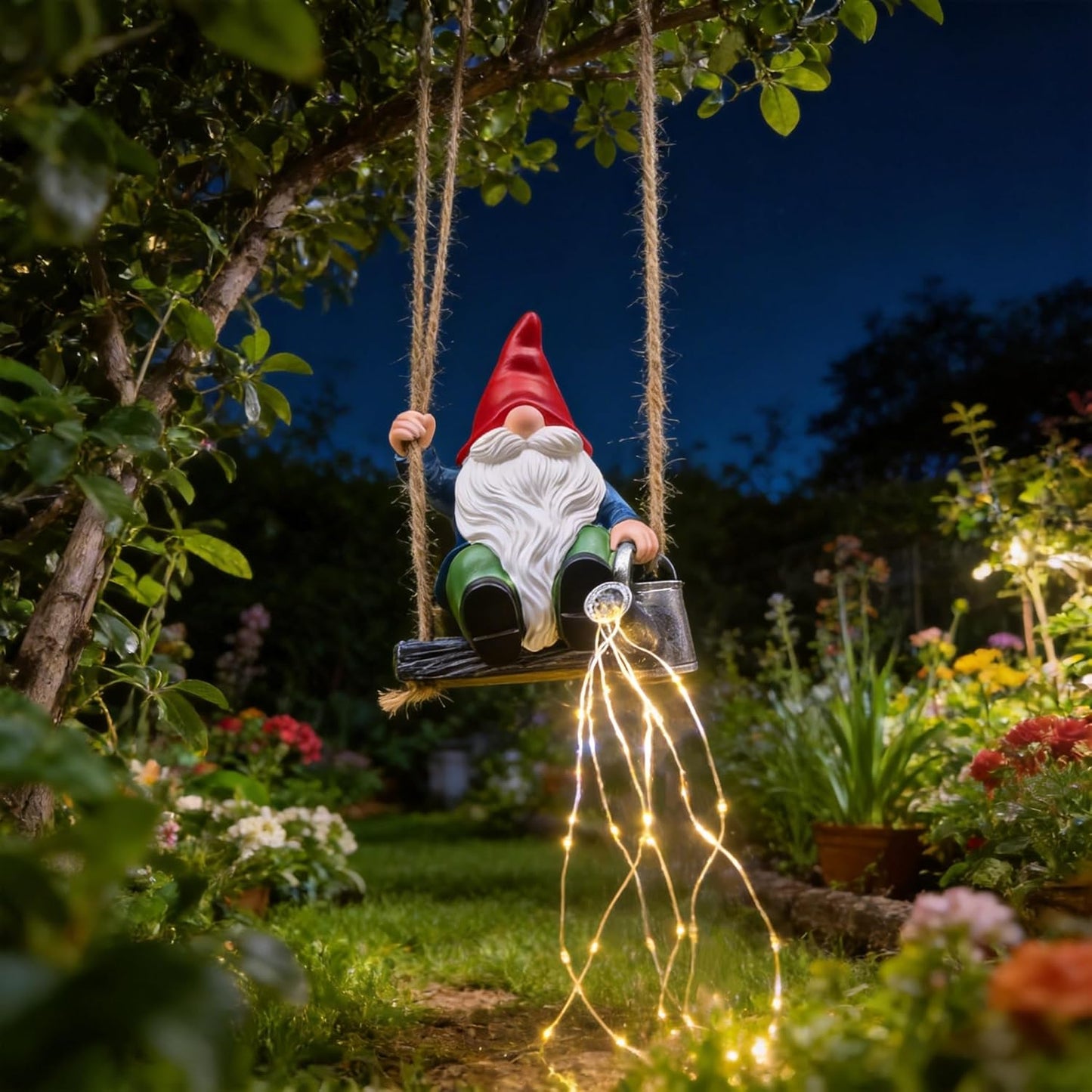 Luces hadas gnomos colgantes jardín 6.7pulg LED patio
