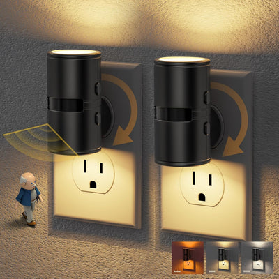 Luz Nocturna Giratoria Enchufable 3 Colores Sensor Movimiento