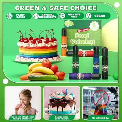 Colorante natural para alimentos sin FD&C 0.3 fl oz líquido vegano para pasteles y glaseado