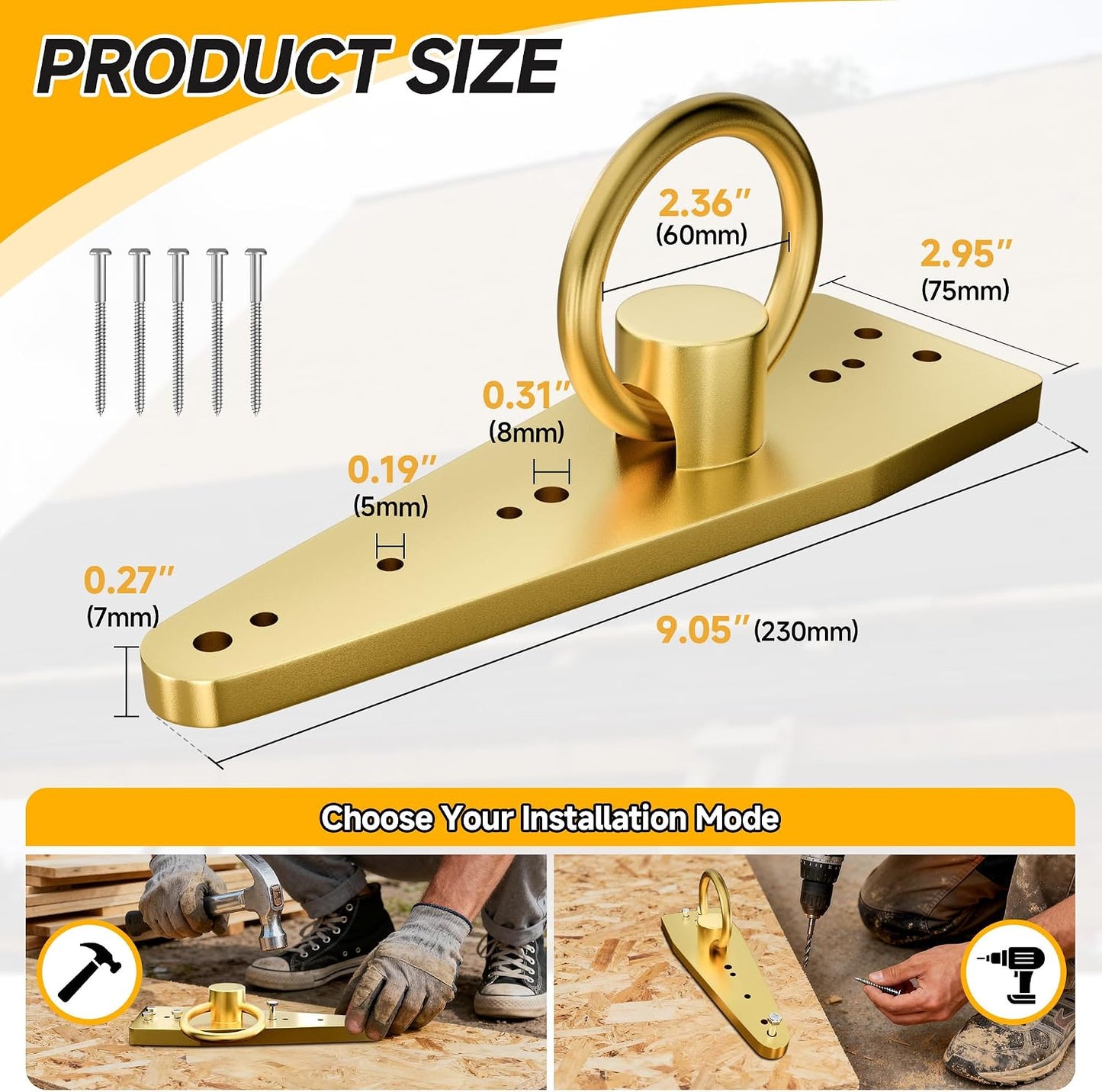 Anclaje techo resistente Bull Ring para estructuras madera