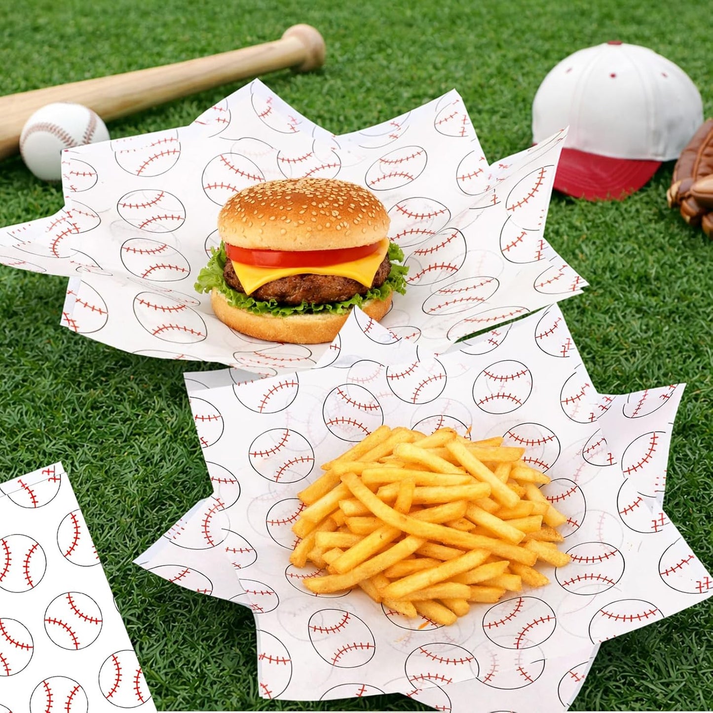 100 Envolturas Papel Sándwich 7.1x7.1pulg Deportivas