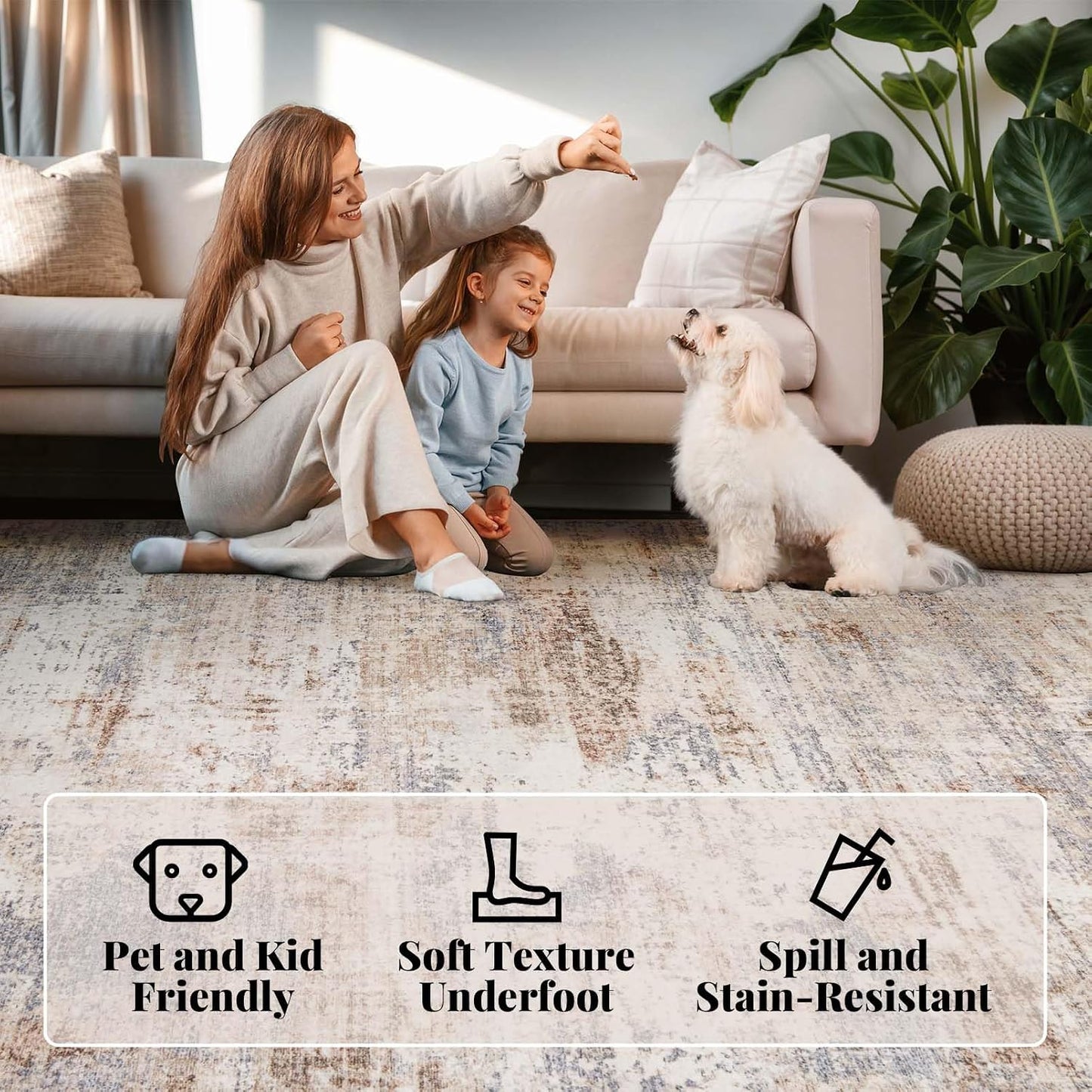 Alfombra lavable sala 10x14pulg suave antideslizante