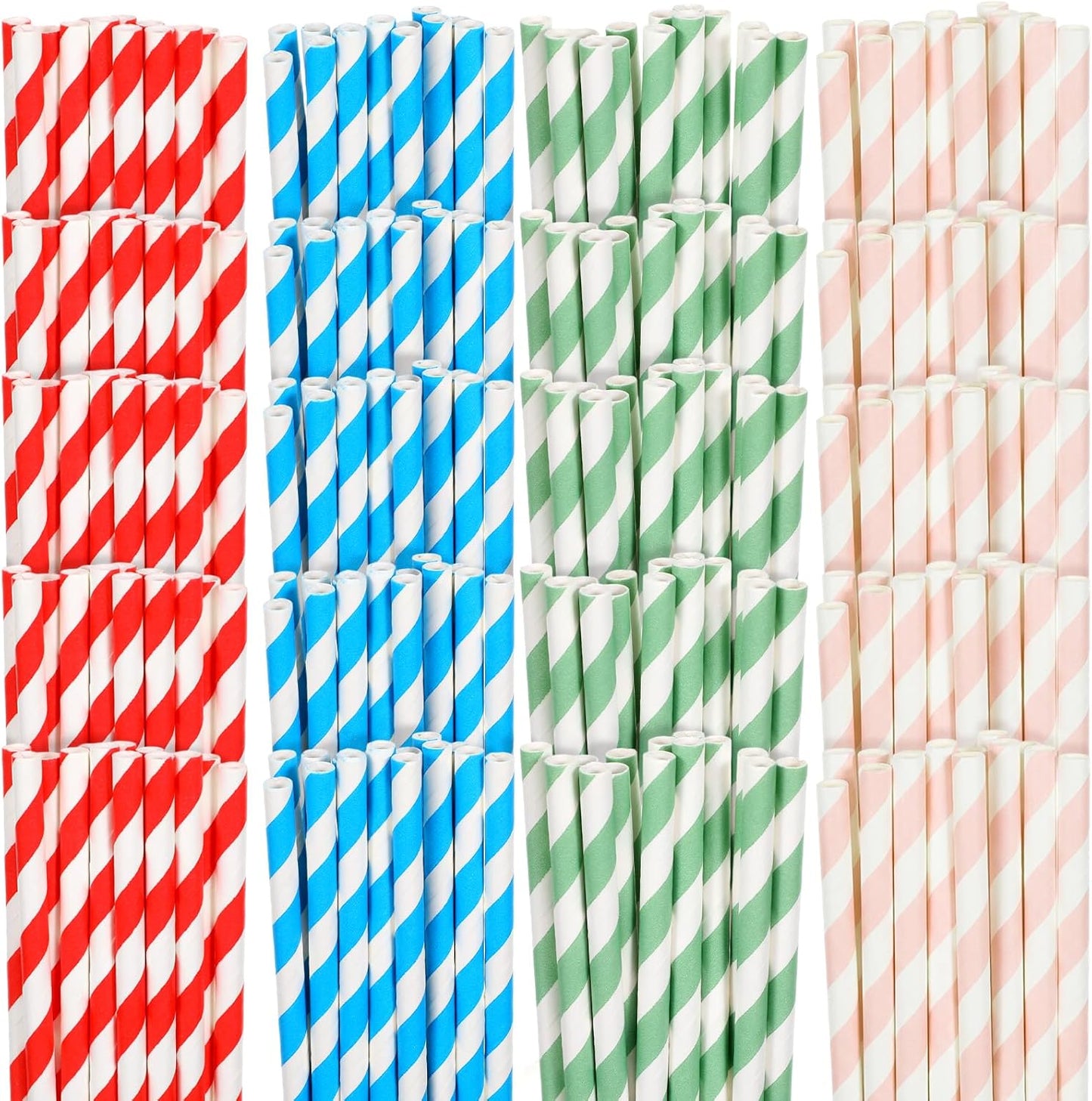 300 Pajitas Papel Rayas 7.7pulg Colores Arco Iris