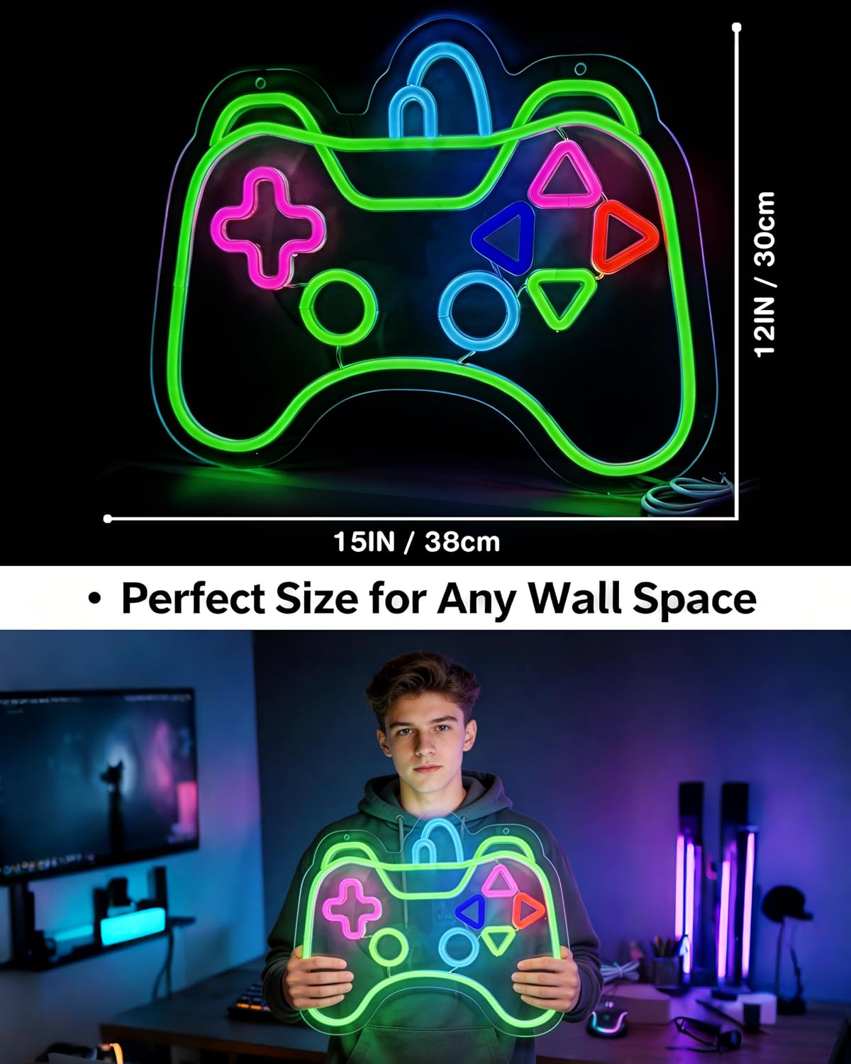 Letrero neón LED gamer USB para sala o dormitorio