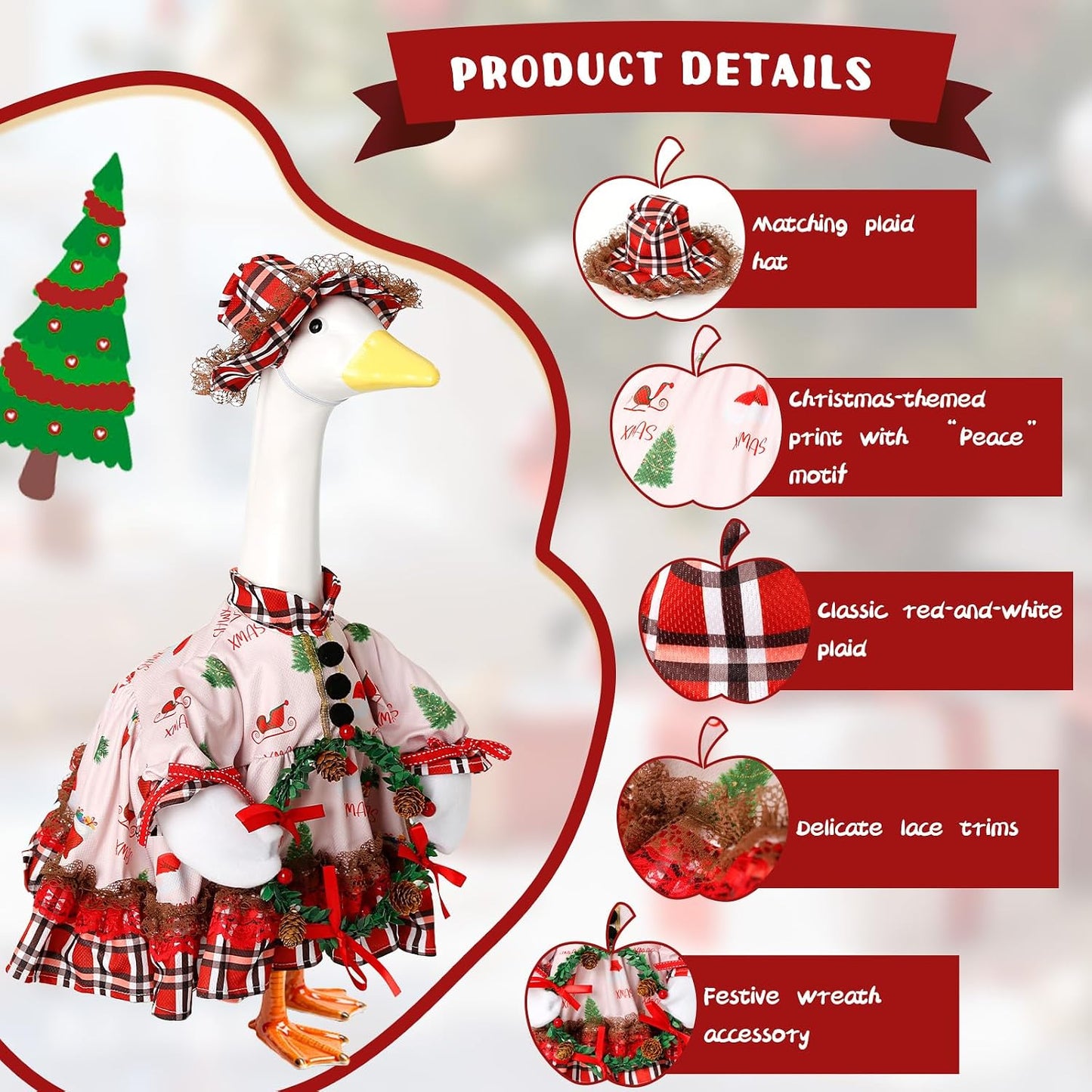 Disfraz ganso navideño para estatua 23 pulg exterior