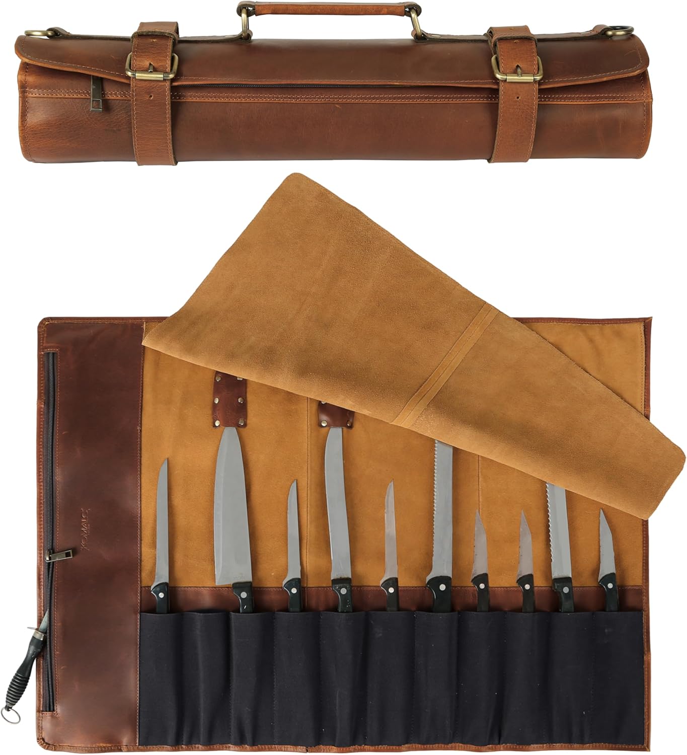 Estuche cuero cuchillos chef 11 ranuras 30x21pulg