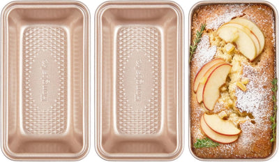 Paquete de 3 mini moldes antiadherentes para pan casero con textura de diamante