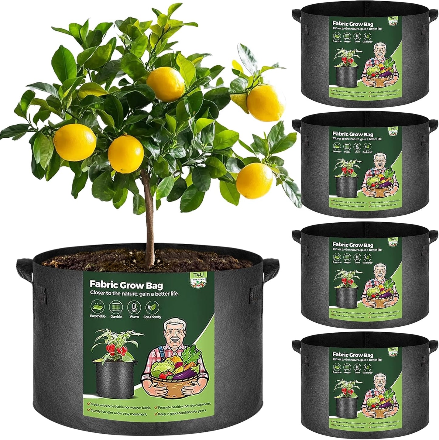 Bolsas cultivo tela con asas 20gal set 5