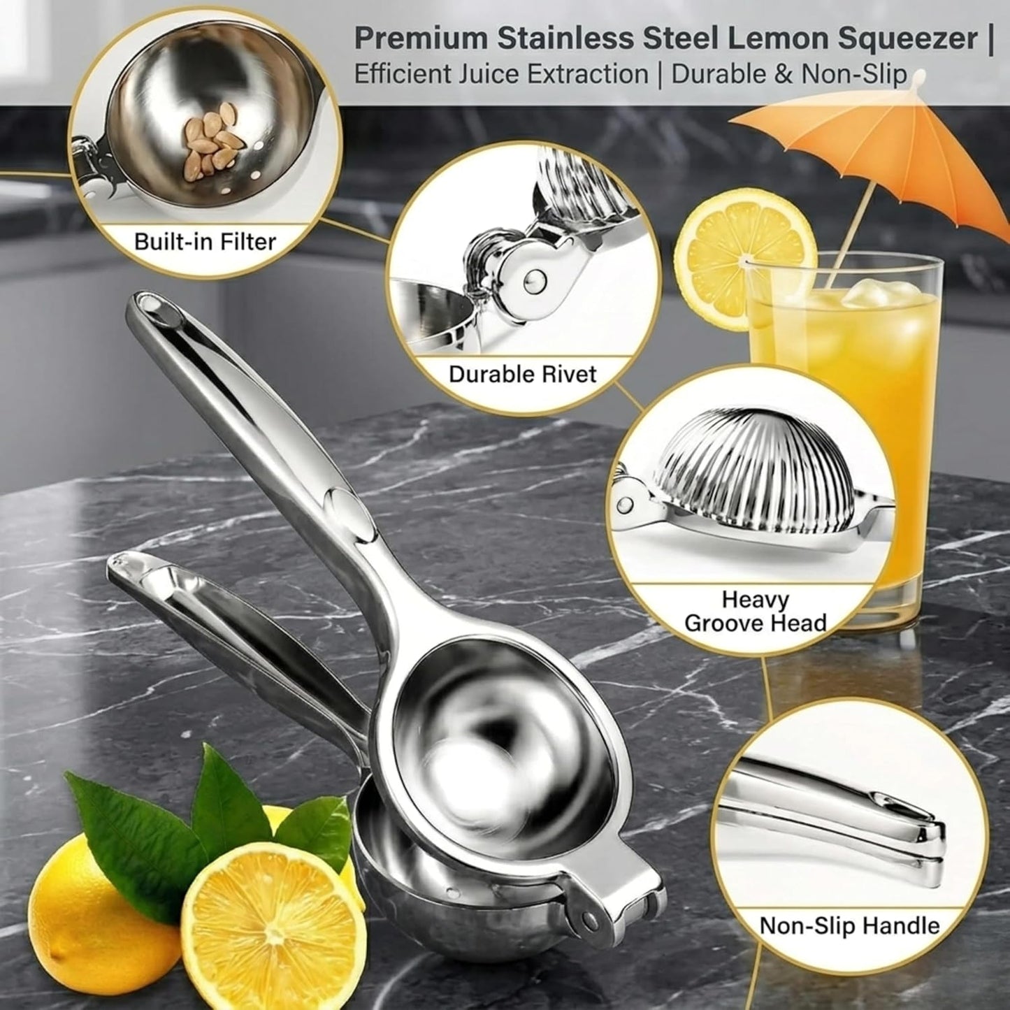 Exprimidor acero inox manual para cítricos