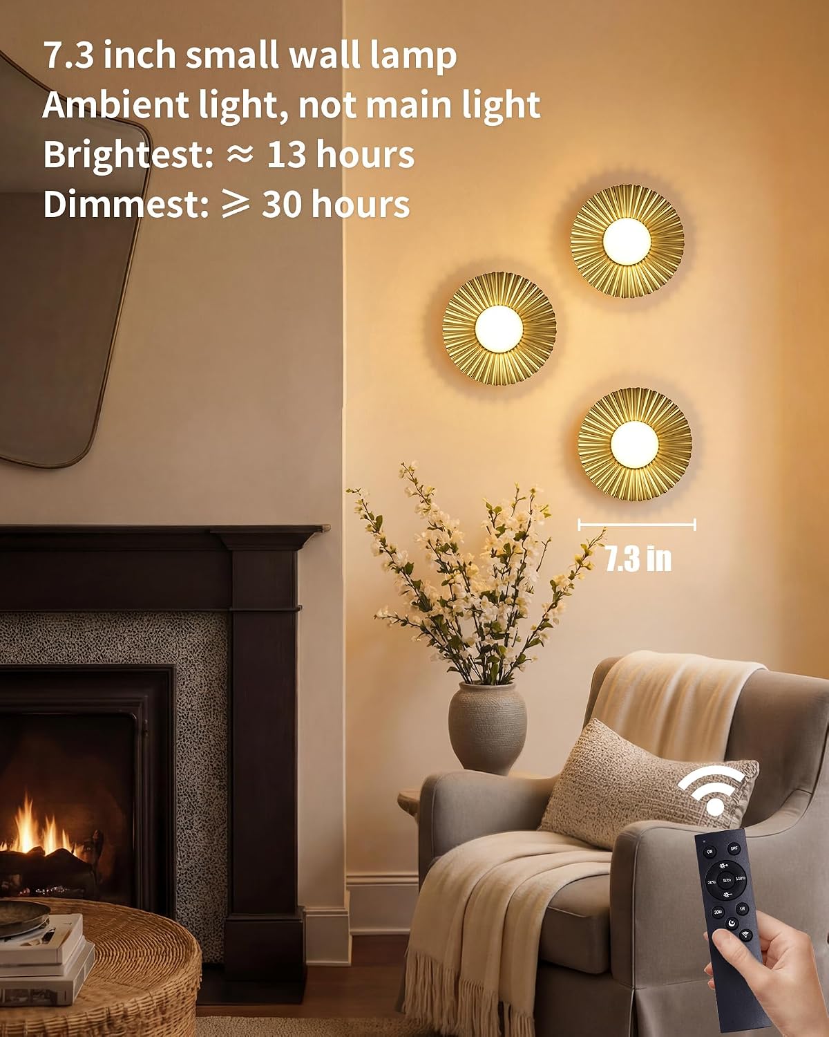 2 Apliques Pared Dorados Inalámbricos LED Regulables