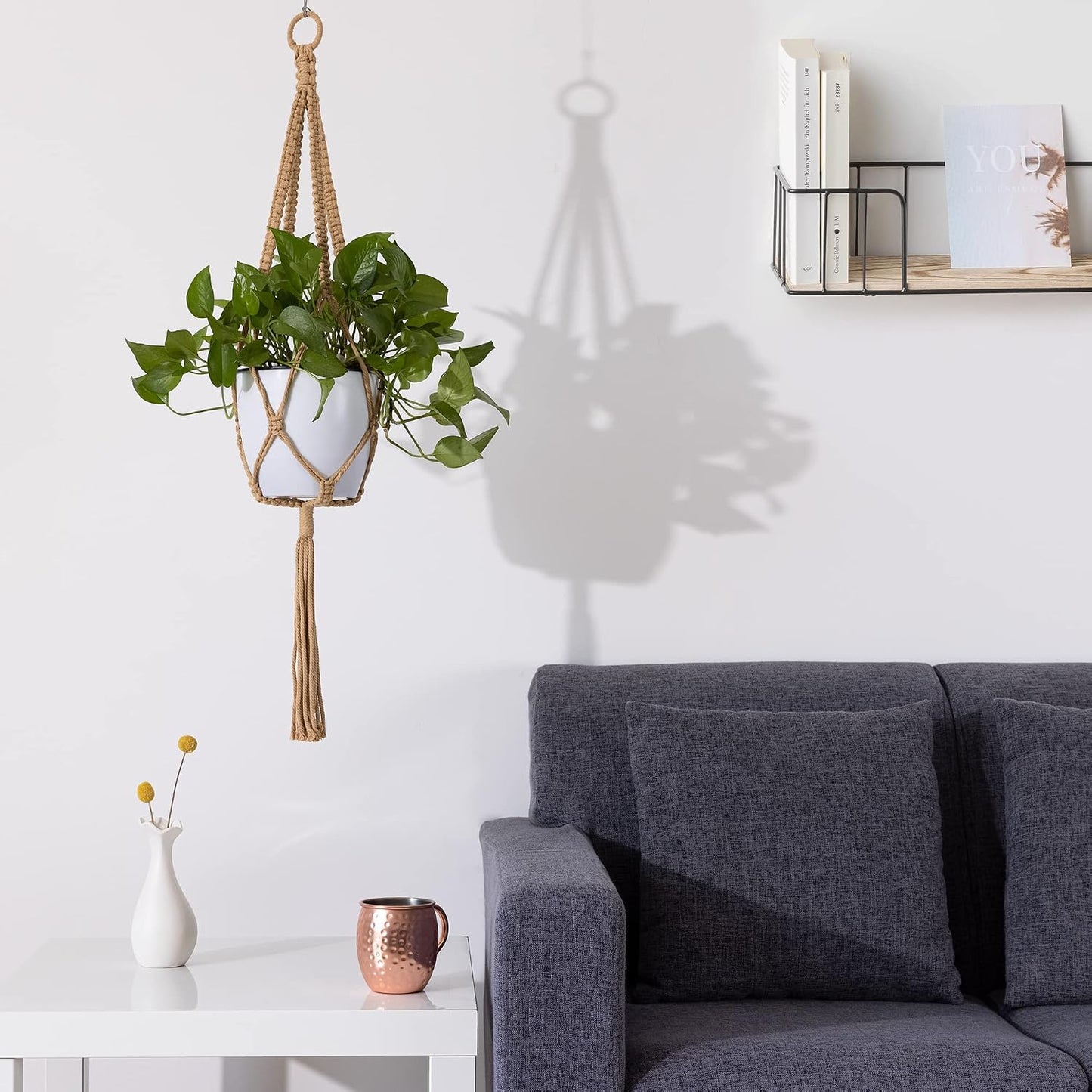 Ganchos macramé algodón para plantas interiores y exteriores set 5