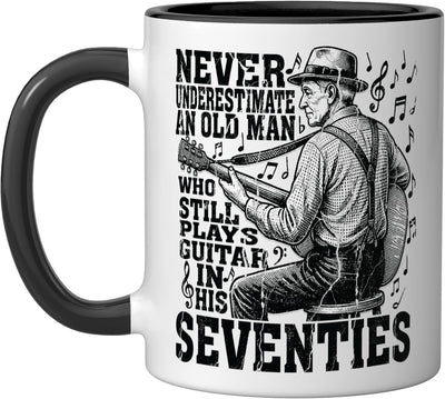 Taza cerámica para guitarra de los años 70 negro/blanco