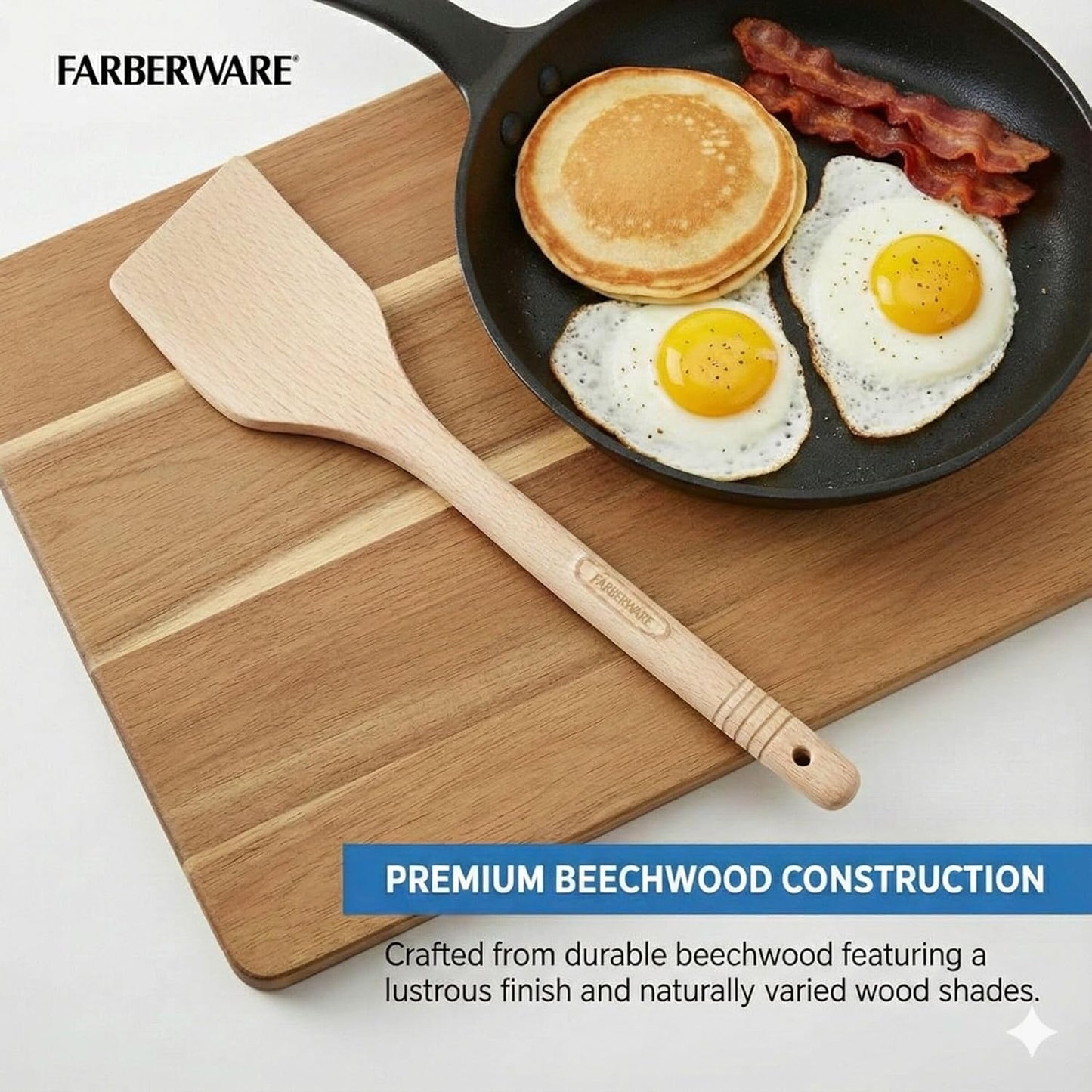 Espátula giratoria de madera Farberware para cocina antiadherente