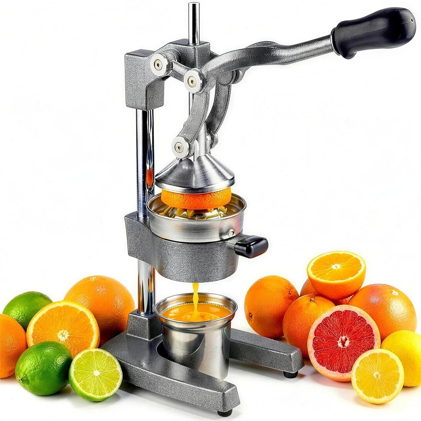 Exprimidor manual de hierro fundido con vaso y colador