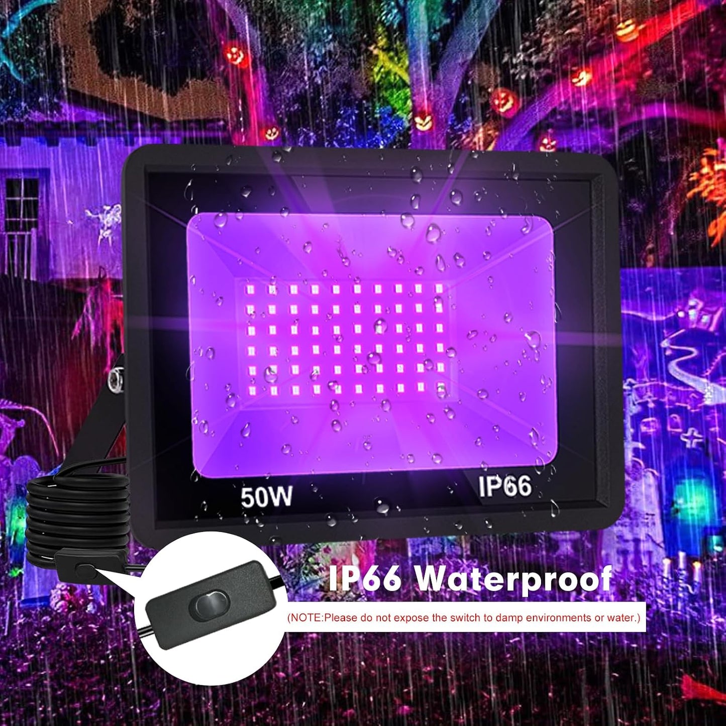 Luz LED negra 50W IP66 para fiesta y bares