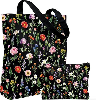 Paquete de 2 bolsas de lona con cremallera para maquillaje reutilizable