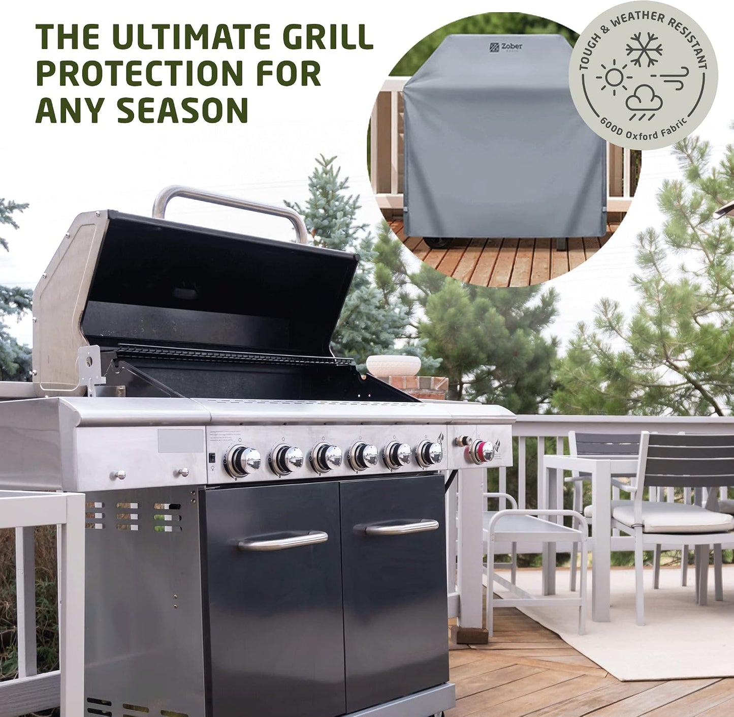 Cubierta parrilla gas 58pulg tela oxford 600D impermeable