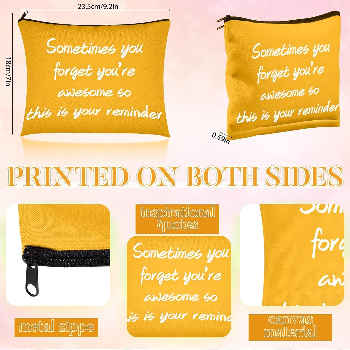 12 bolsas maquillaje lona rosada con cremallera regalo San Valentín