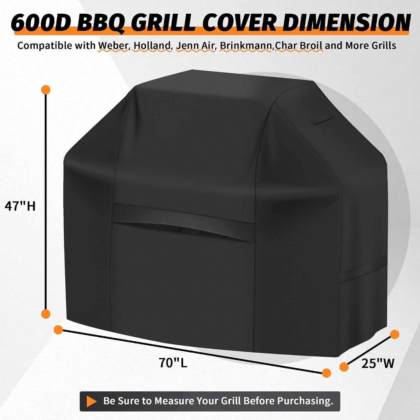 Funda parrilla BBQ 70pulg 600D impermeable para Weber