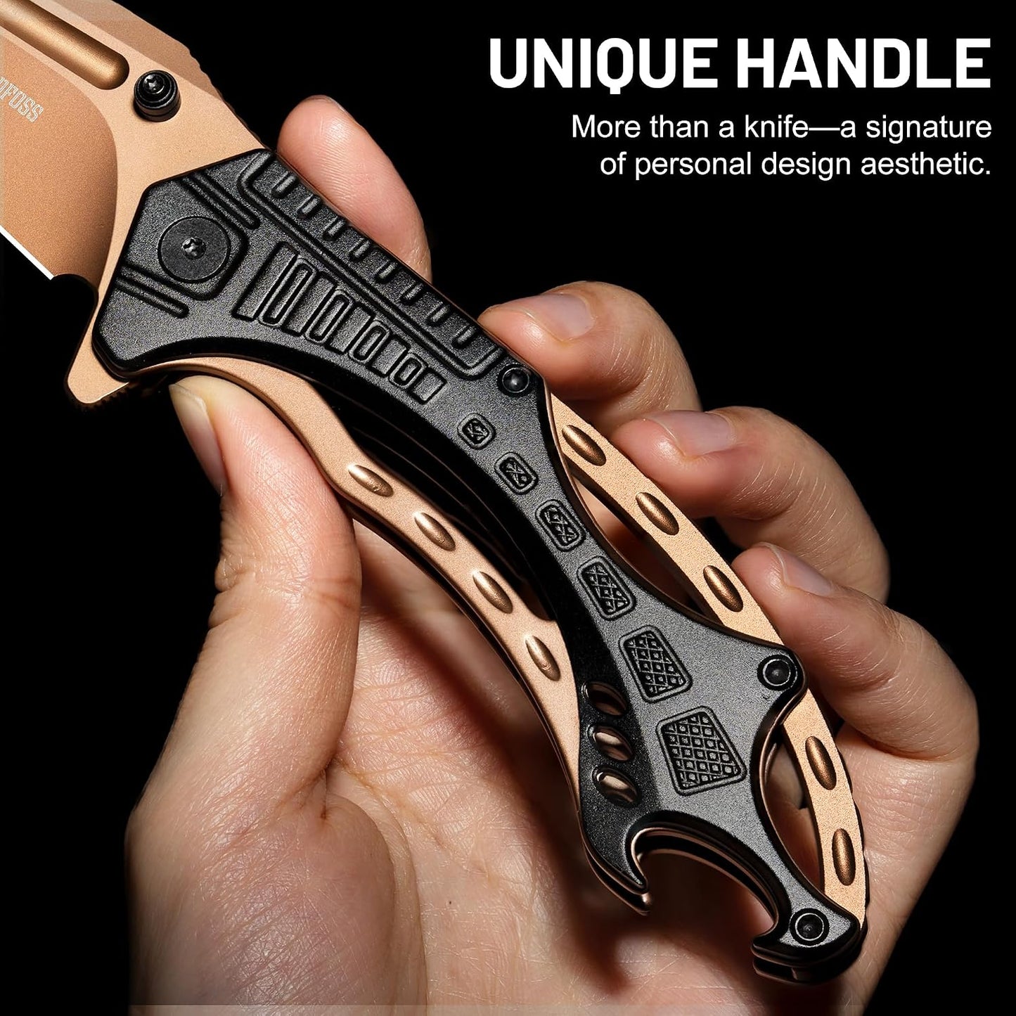 Cuchillo plegable supervivencia hoja D2 mango aluminio