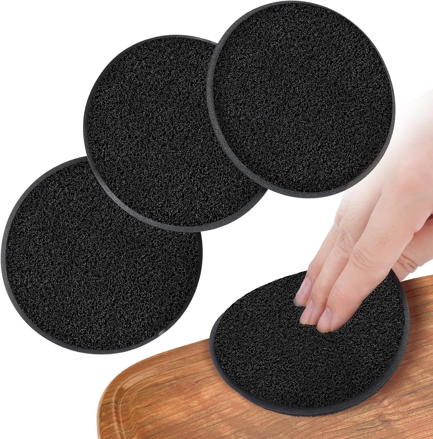 4 Almohadillas Aplicadoras Madera Cera 4pulg Reutilizables Negro