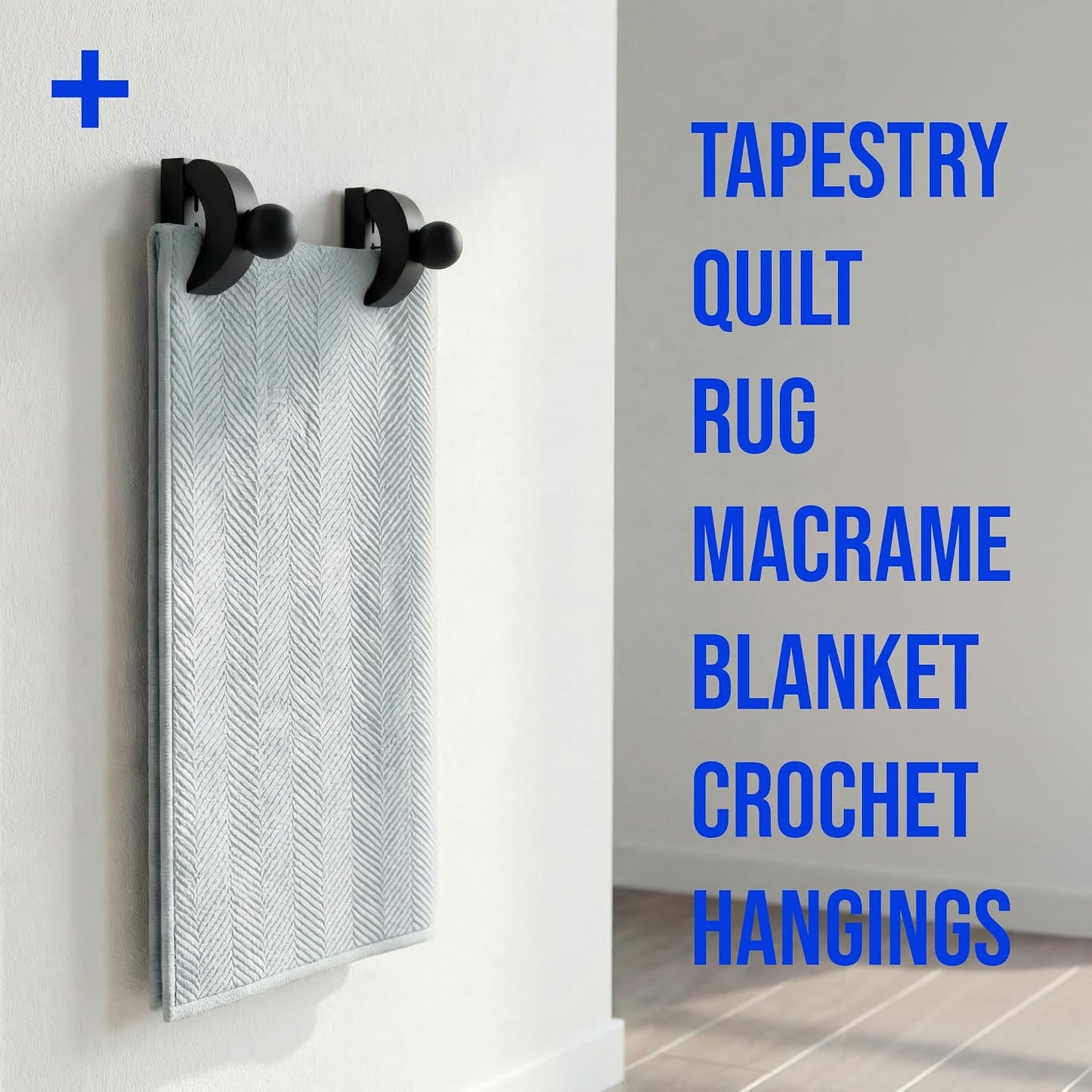 4 Perchas Tapiz Pared Ajustable Resistente Negro