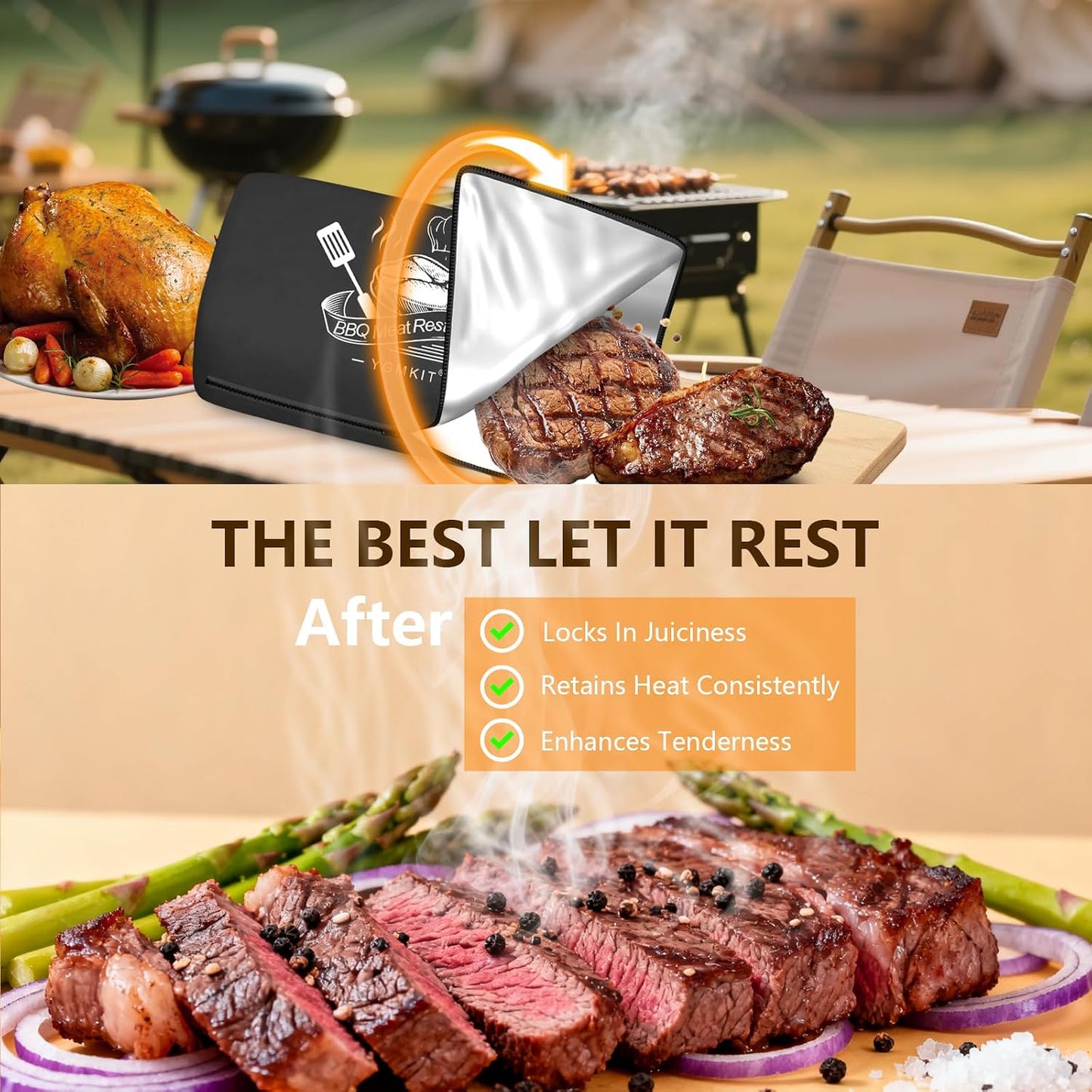 Manta barbacoa para reposar carne 21pulg aislada reutilizable