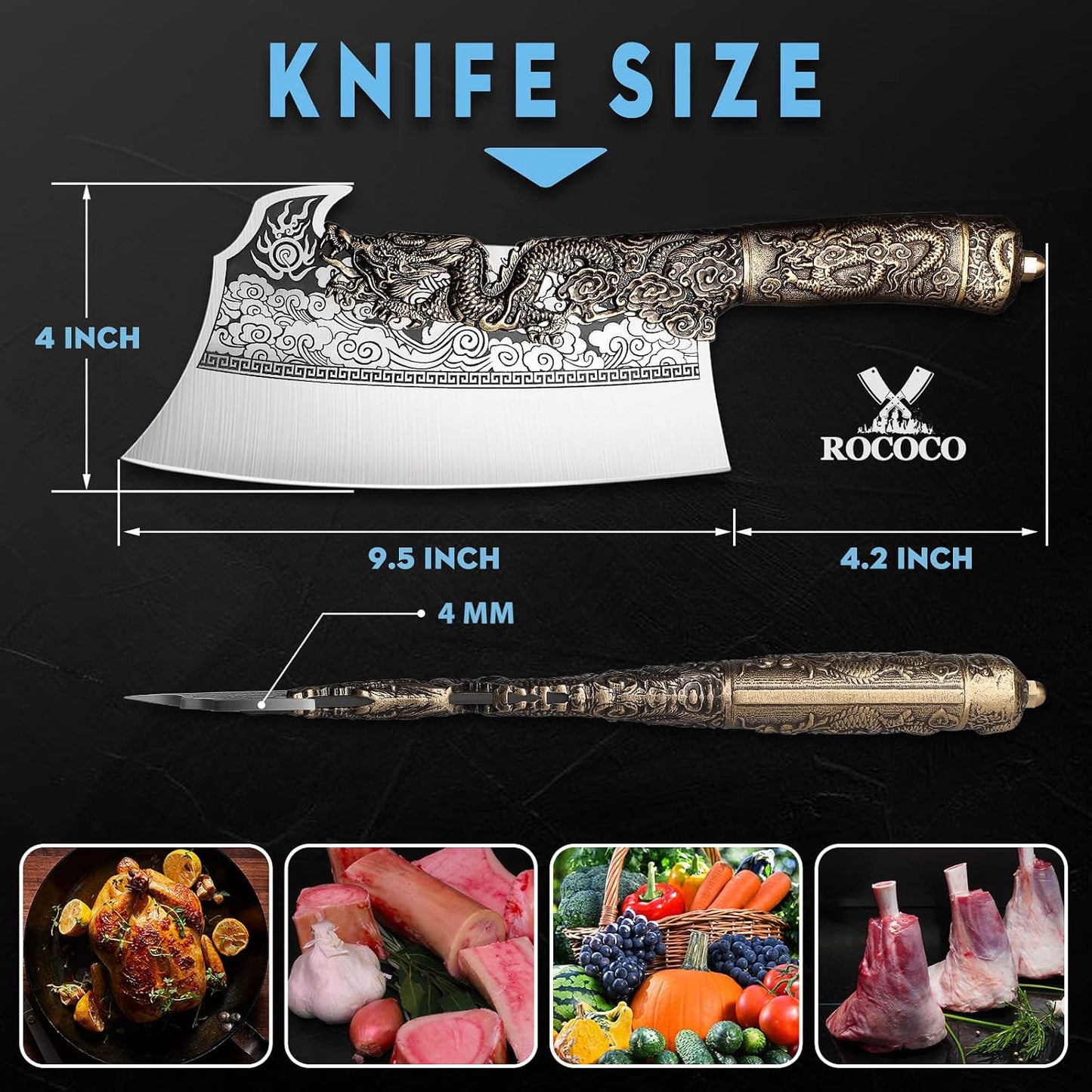 Cuchillo Ulu para pizza y carnicero multiuso