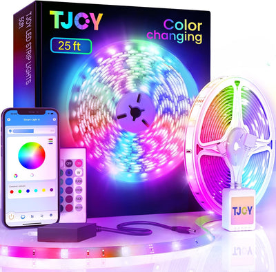 Tira Luces LED RGB 25ft Control Remoto App Sincroniza Música