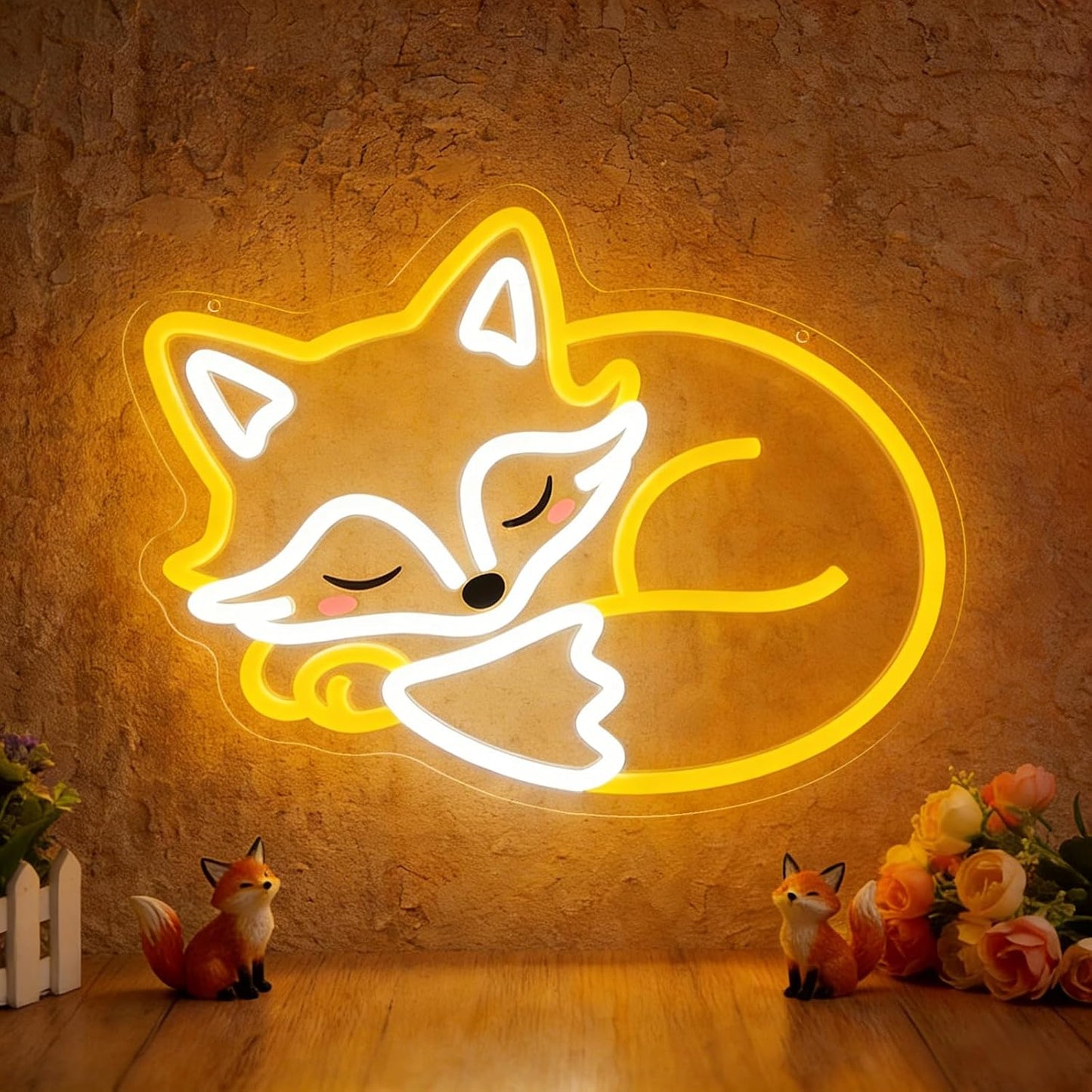 Letrero neón zorro dormido luz LED ajustable