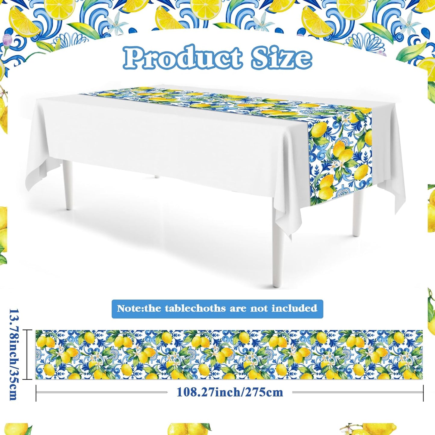 6 Pzas Manteles Plástico Azul 14x108pulg Decoración Verano