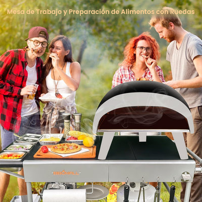 Carro mesa horno pizza parrilla aderezos soporte al aire libre