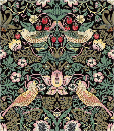 Papel tapiz autoadhesivo floral oscuro vintage 17.5x118pulg