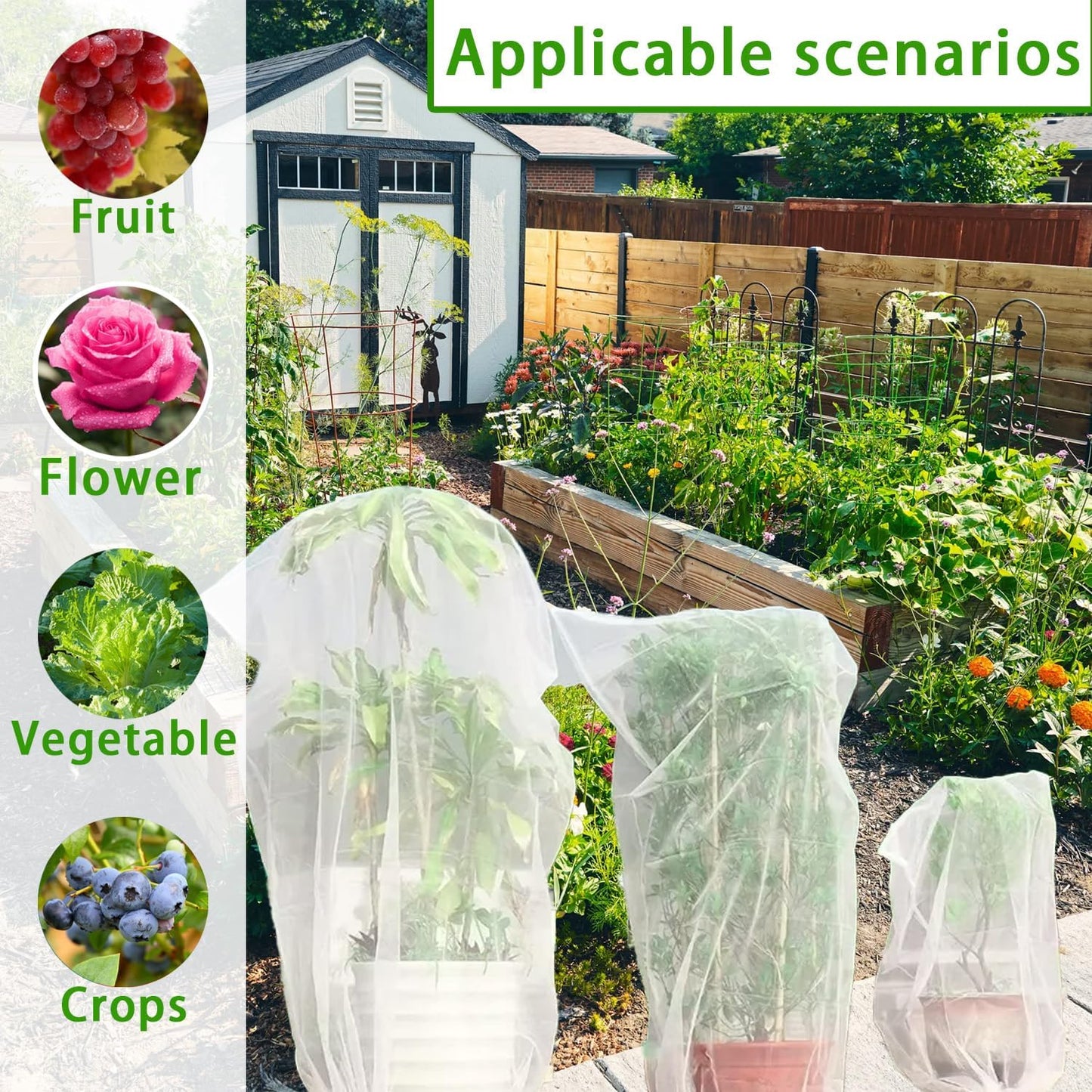 4 Redes para pájaros 3.3x4.9pies cubiertas insectos tomates