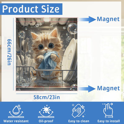 Cubierta imanes lavavajillas platos gato panel magnetico cocina