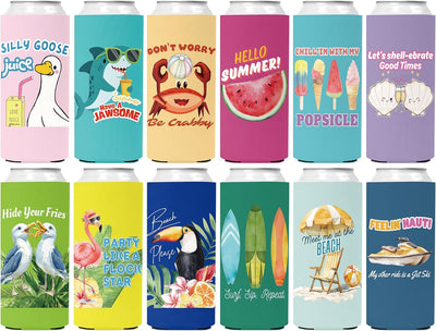 Fundas enfriadoras neopreno paquete 12 para bebidas tropicales