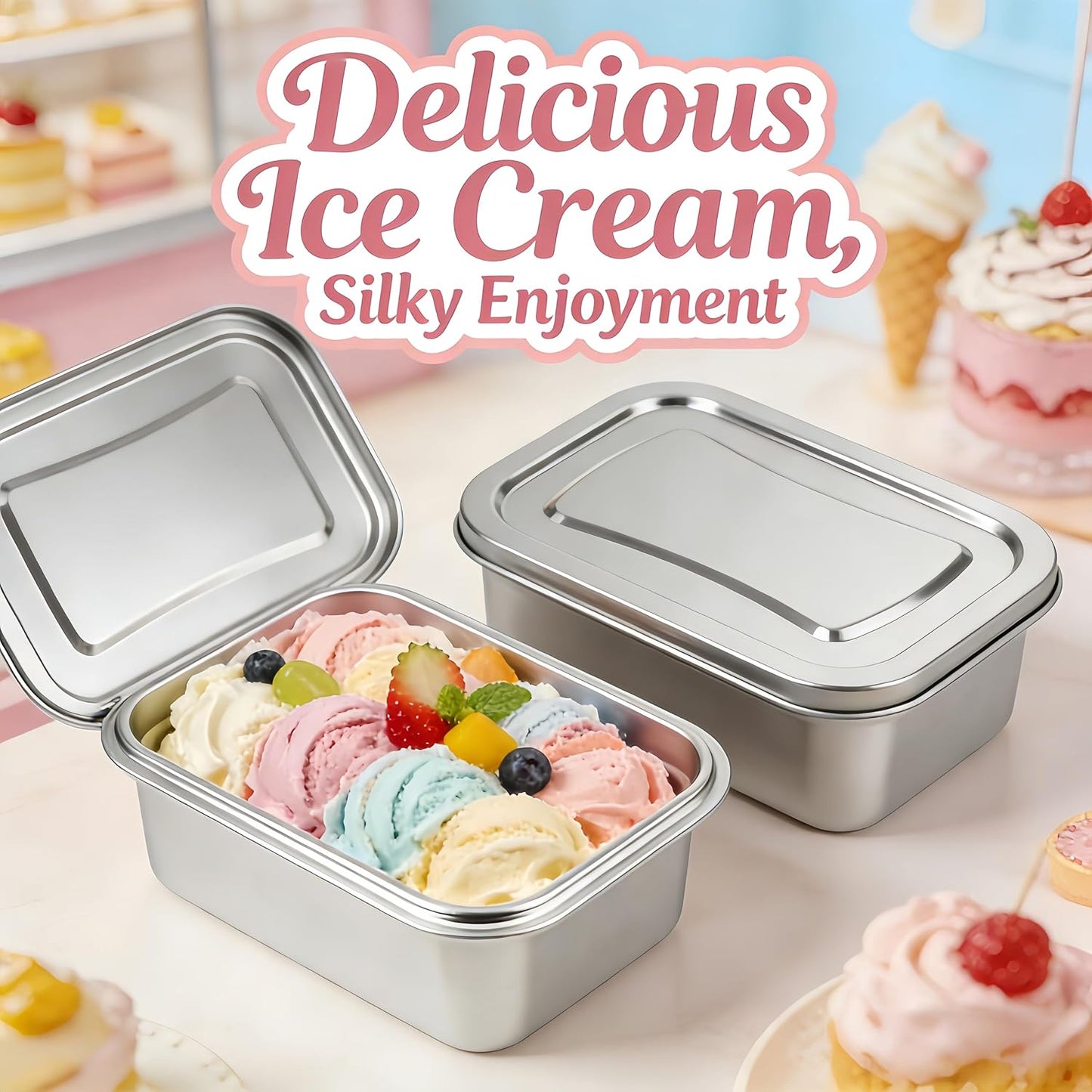Contenedores de helado para hogar con tapas reutilizables