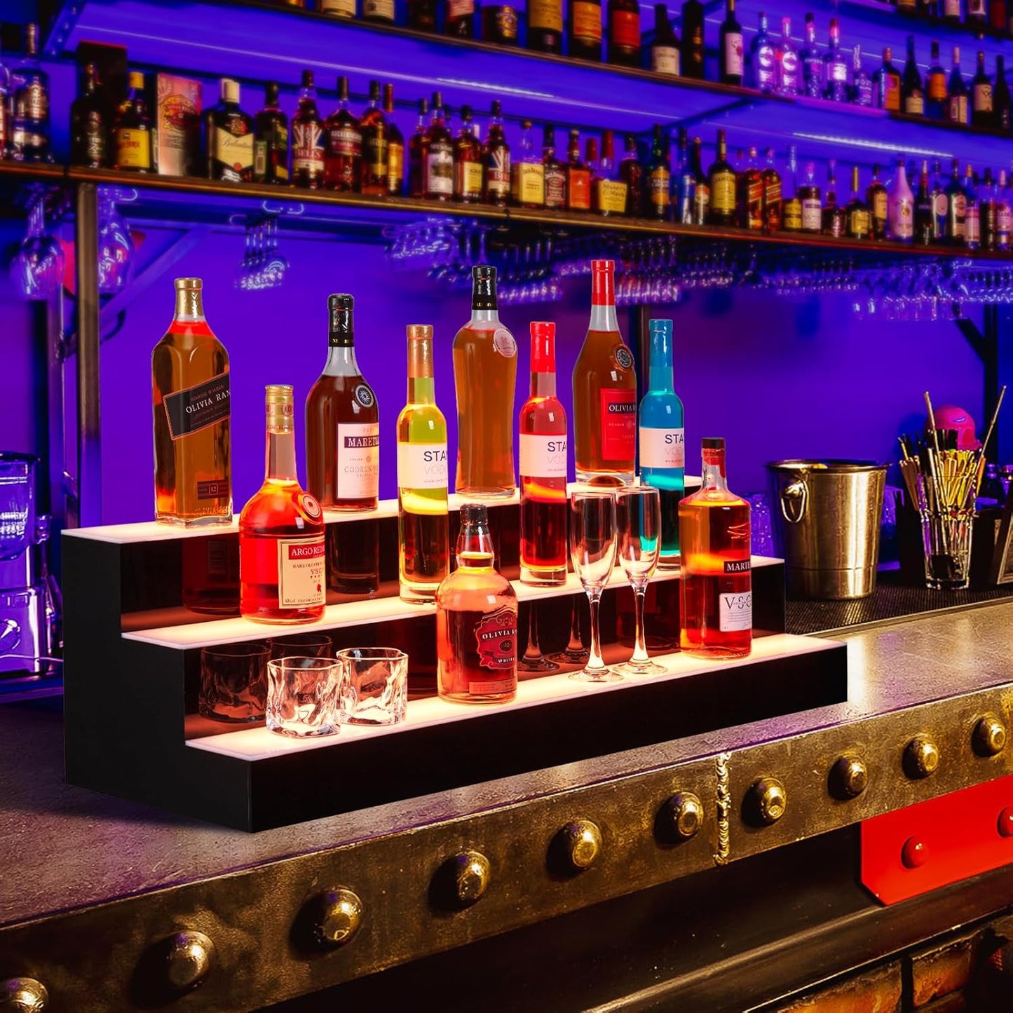 Estante LED para botellas de licor de 60 pulgadas con control remoto