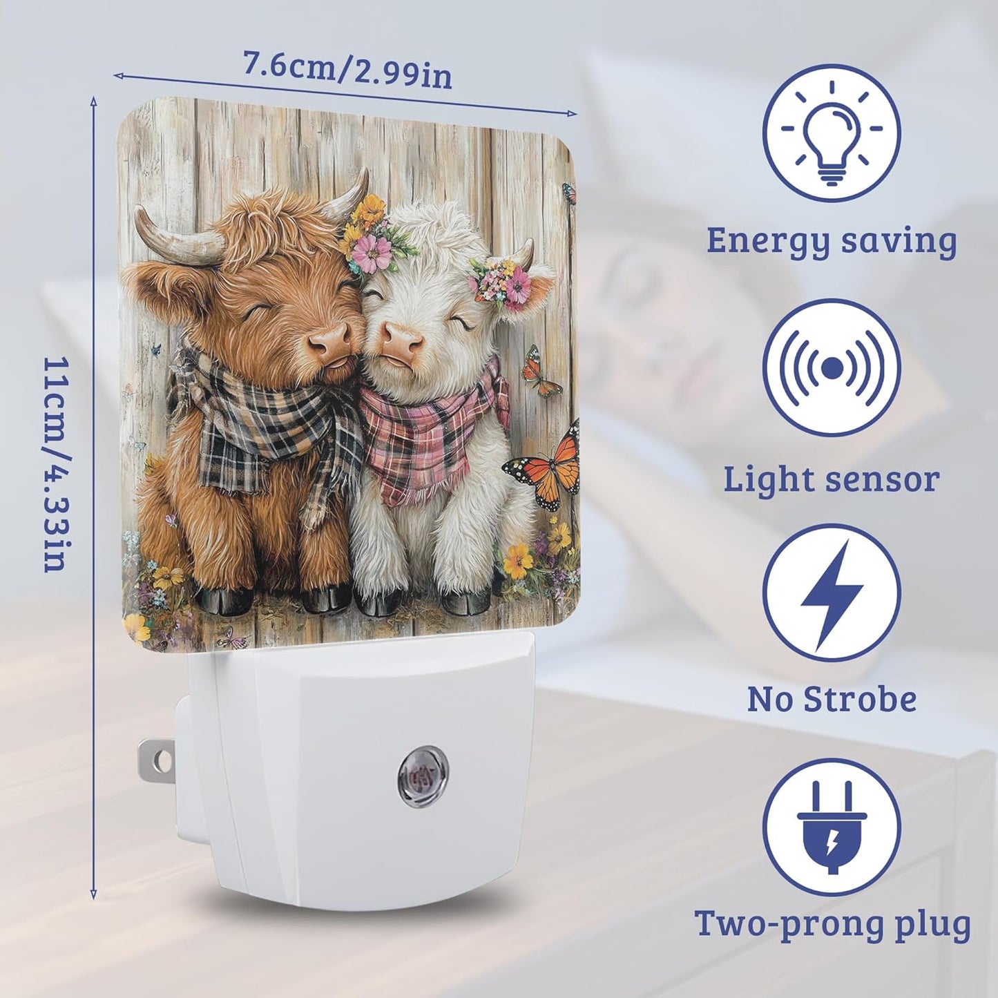 Lámpara de noche con sensor Highland Cow para regalo hogar