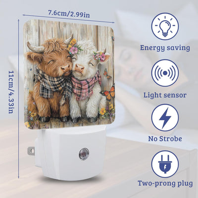 Lámpara de noche con sensor Highland Cow para regalo hogar