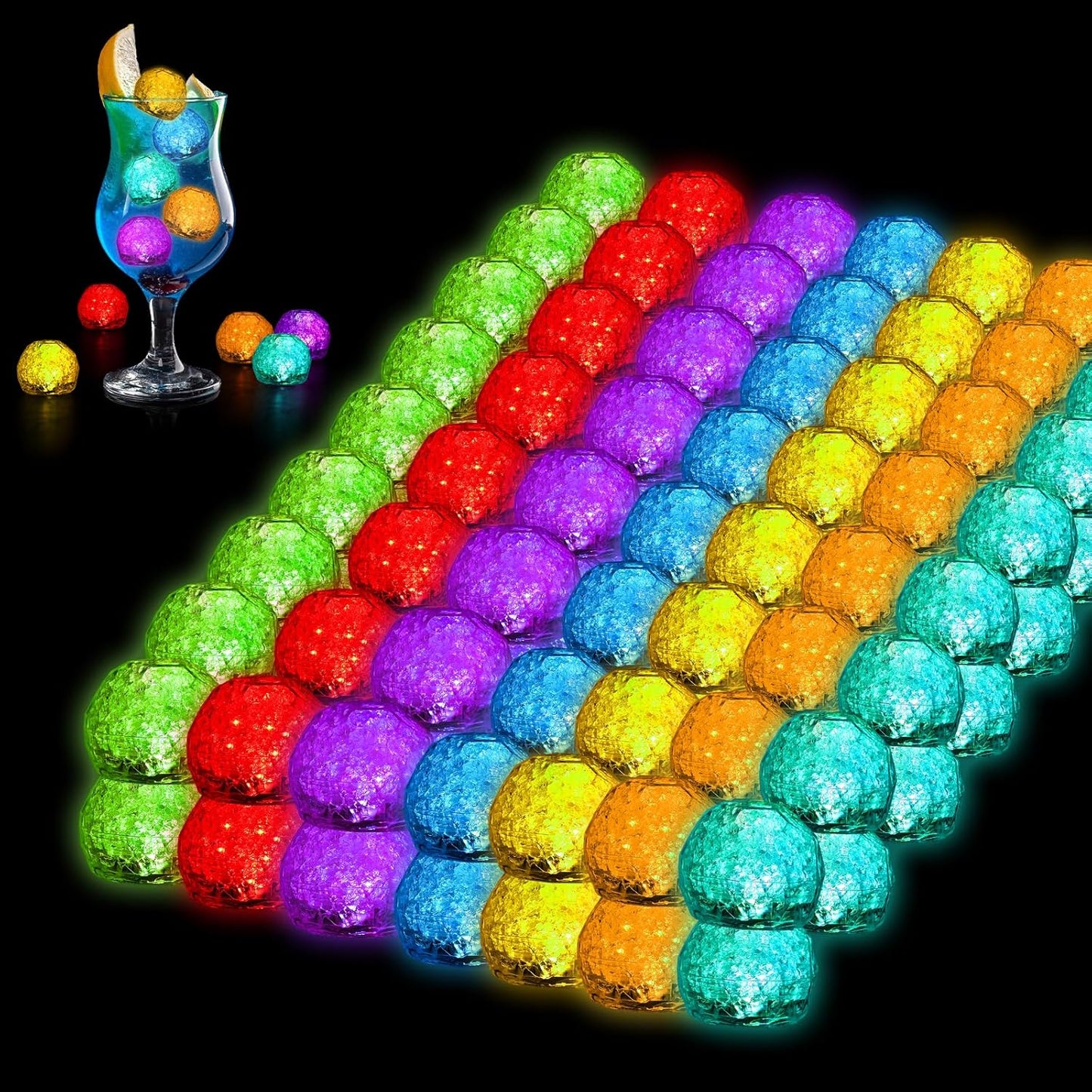 Cubos hielo LED reutilizables paquete 120 para bebidas bar fiestas