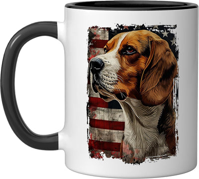 Taza cerámica bandera americana Beagle negra/blanca