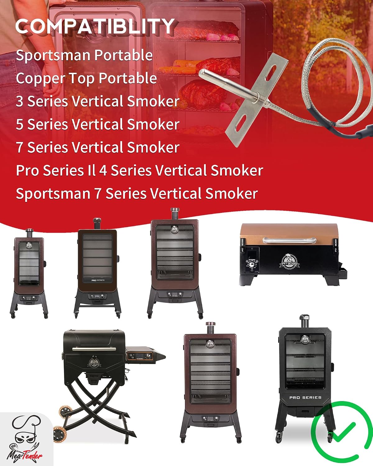 Sonda temperatura parrilla Pit Boss serie Copperhead 3/4/5/7