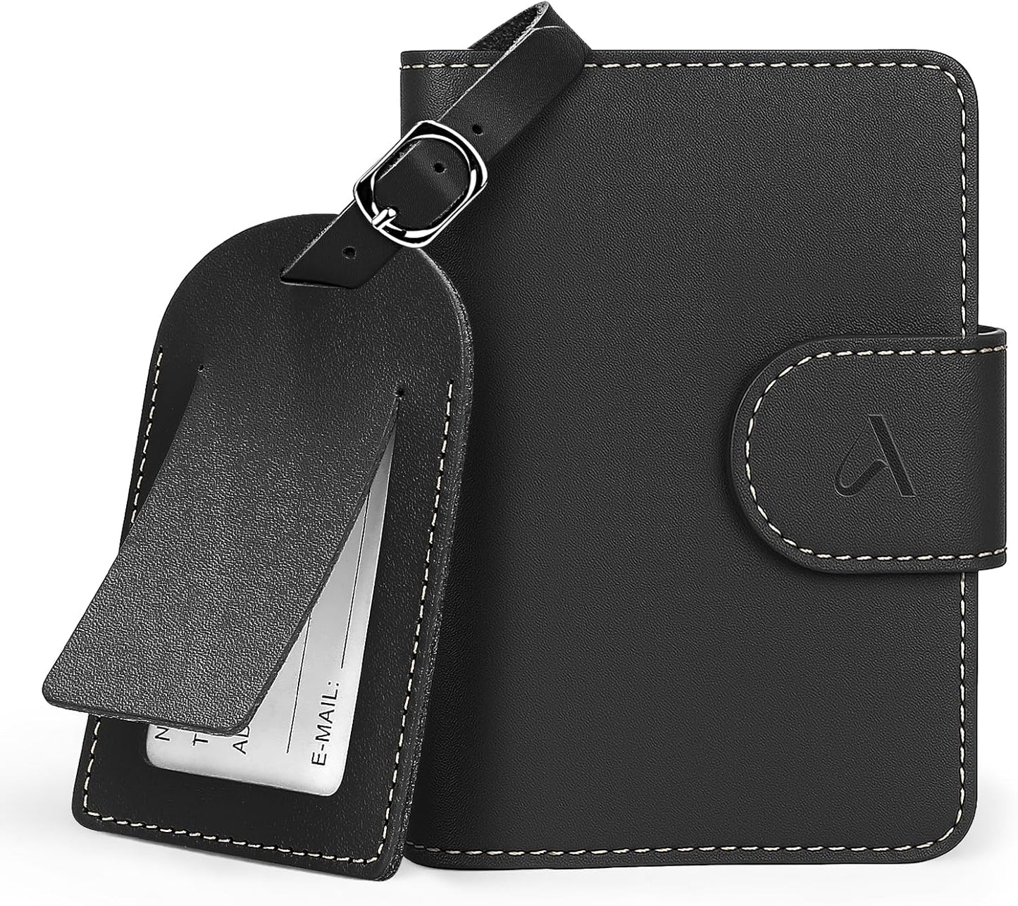 Soporte pasaporte RFID cuero genuino con AirTag oculto
