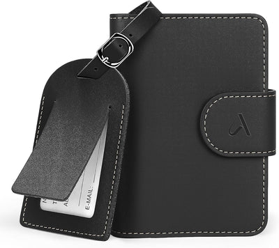 Soporte pasaporte RFID cuero genuino con AirTag oculto