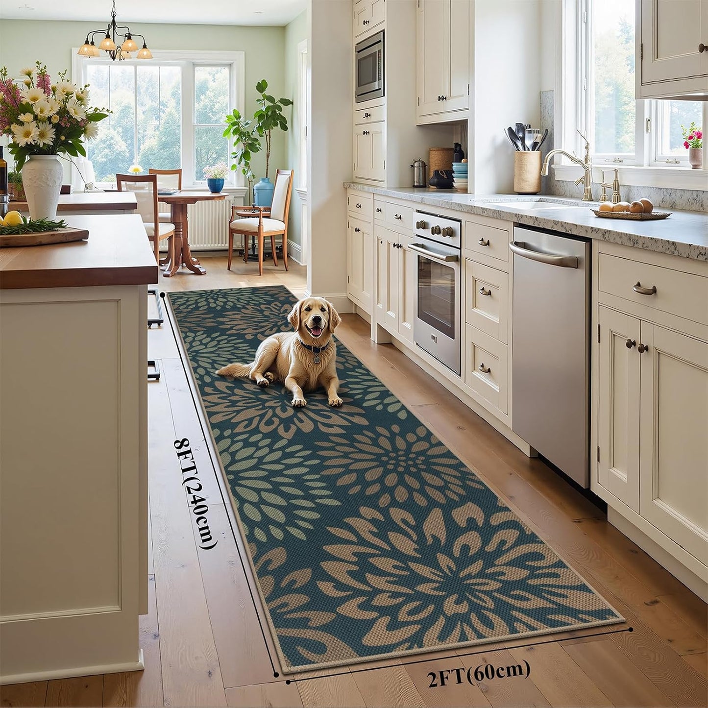Alfombra lavable antideslizante 2x8ft para cocina y entrada