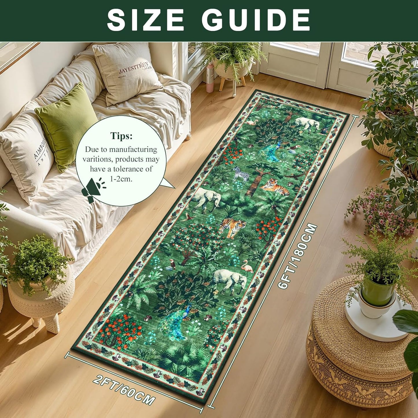 Alfombra pasillo lino estampado selva antideslizante