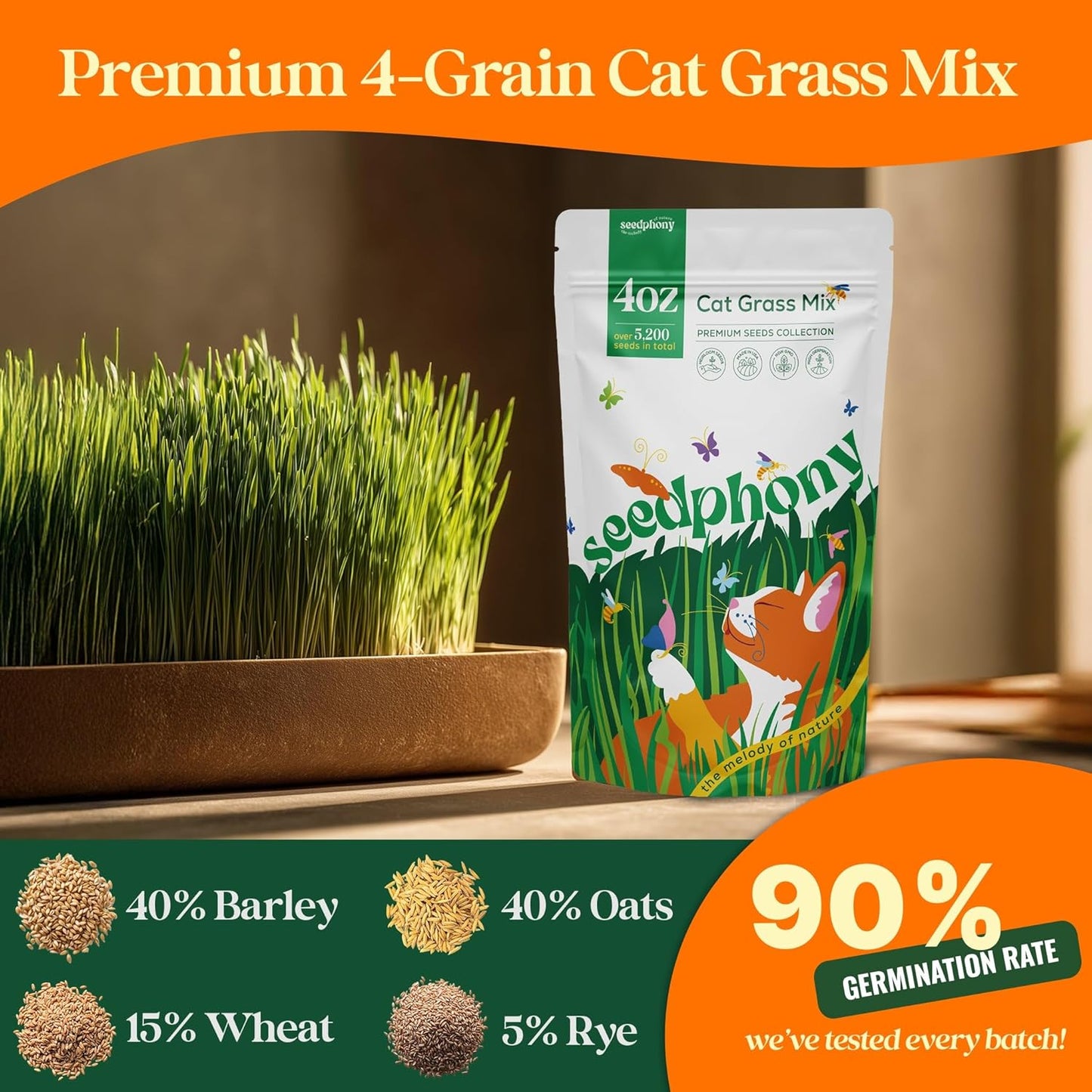 Mezcla semillas hierba gato 4oz 5200 semillas Heirloom sin OGM