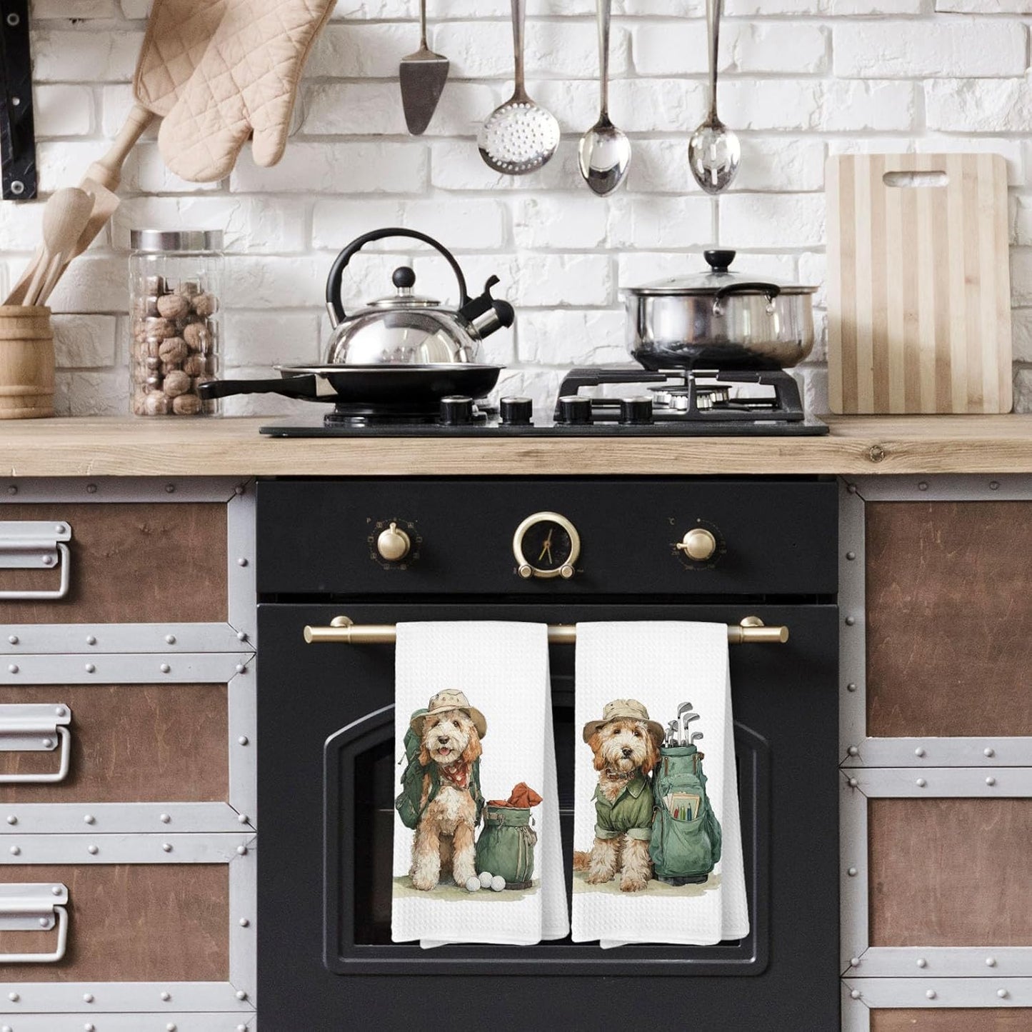 Toallas de cocina Goldendoodle para golf, regalo para mujer